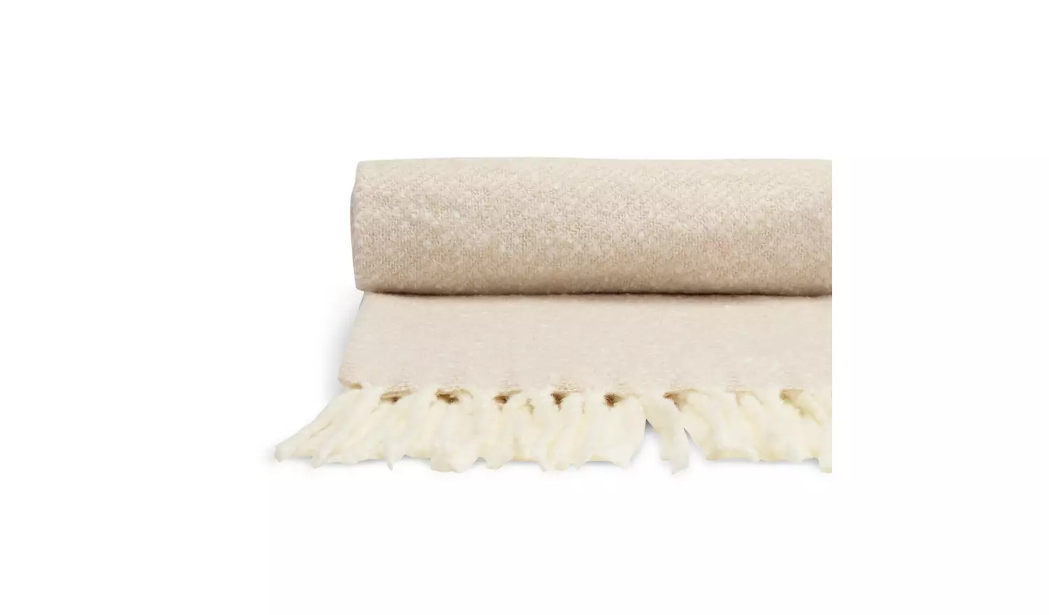 Habitat Faux Mohair Stripe Throw - Latte - 125 x 150cm