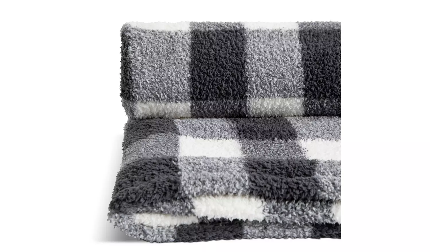 Argos Home Printed Fleece Check Throw - Mono -125x150cm