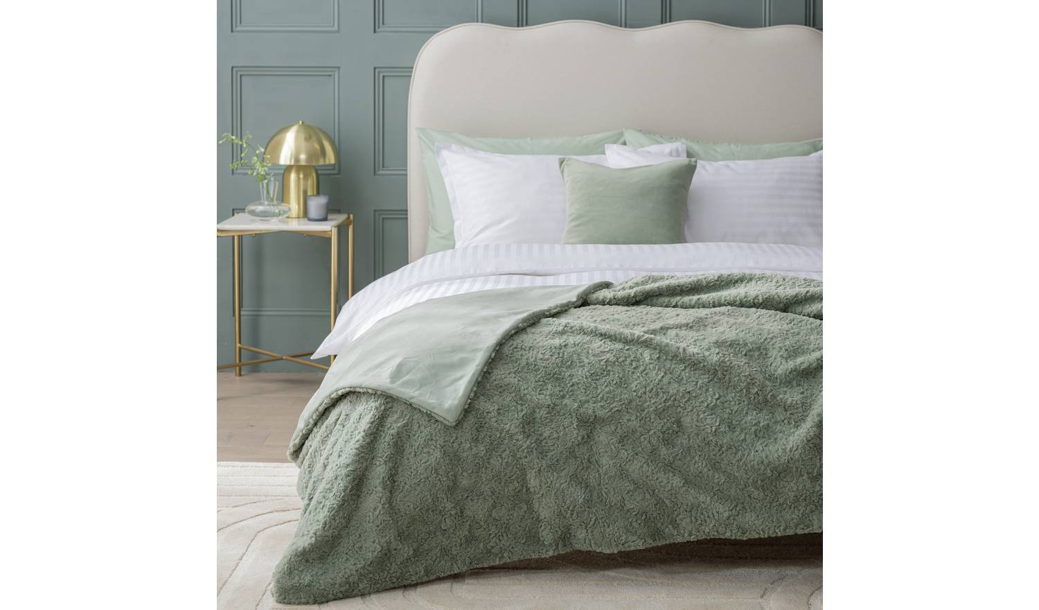 Habitat Faux Fur Textured Throw - Sage - 150x200cm