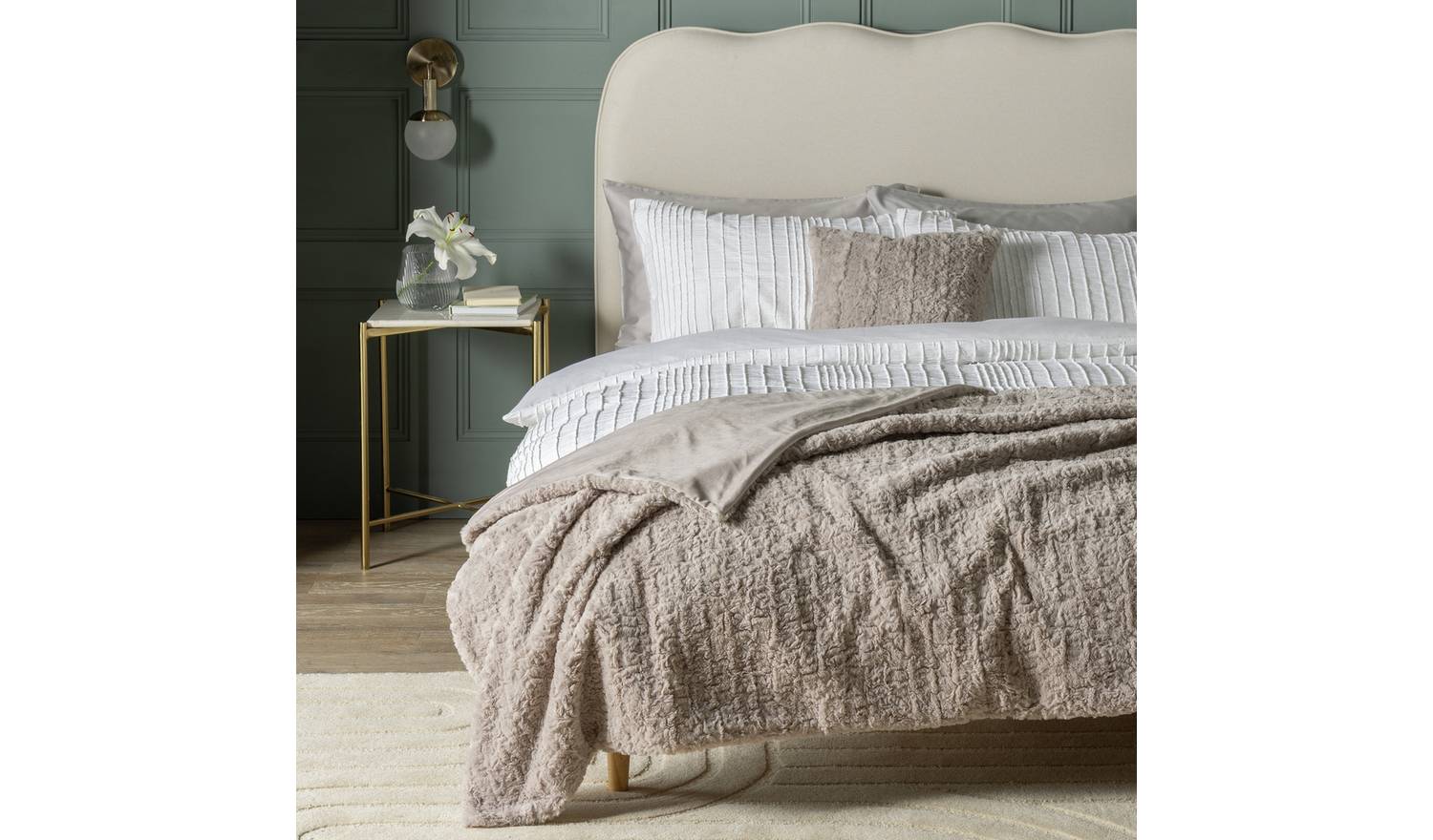 Habitat Faux Fur Textured Throw - Neutral - 150x200cm