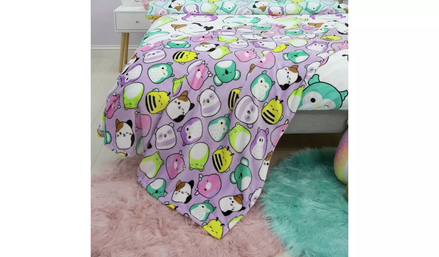 Squishmallows Squad Fleece Throw - Lilac - 100x150cm