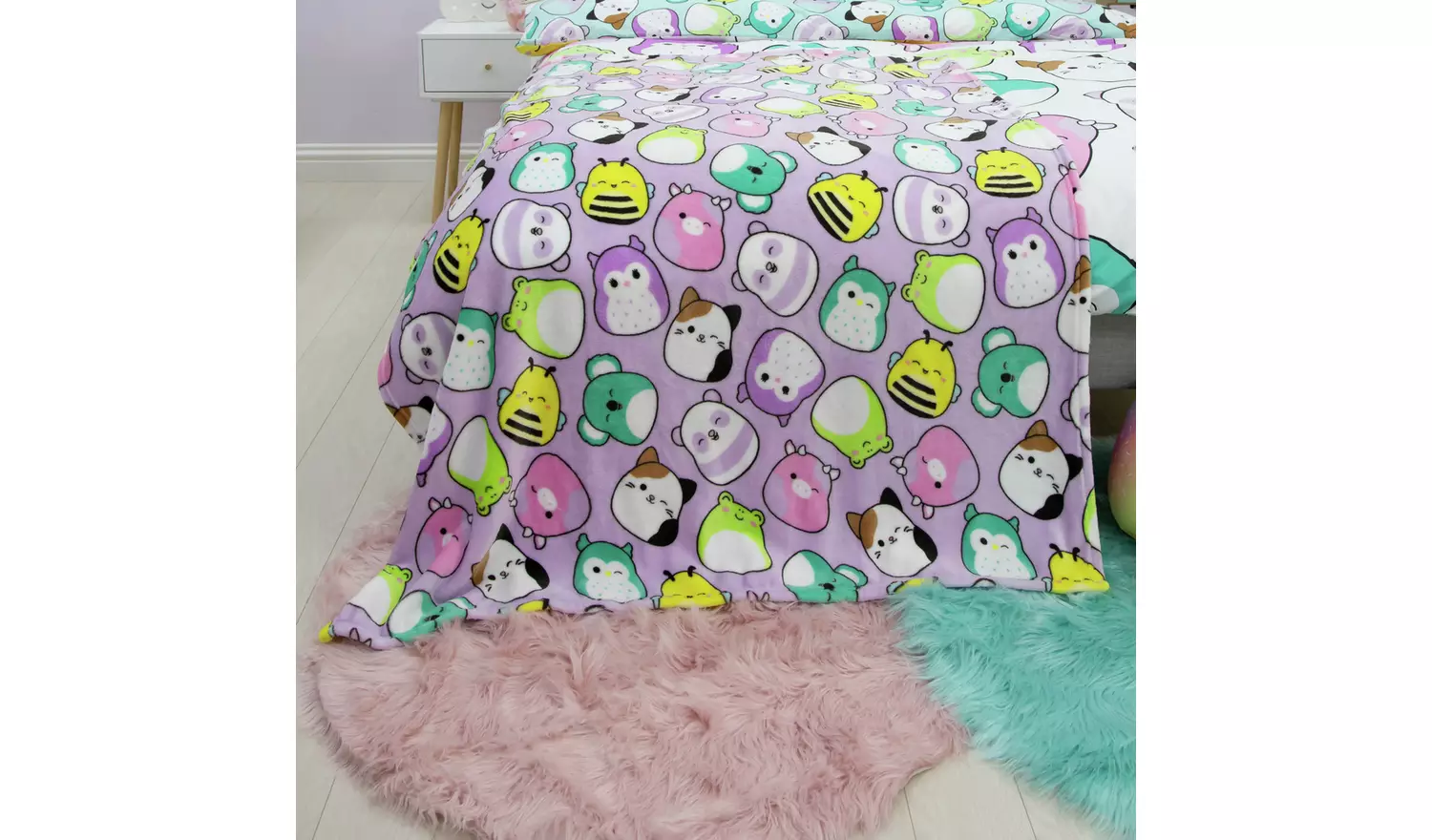 Squishmallows Squad Fleece Throw - Lilac - 100x150cm