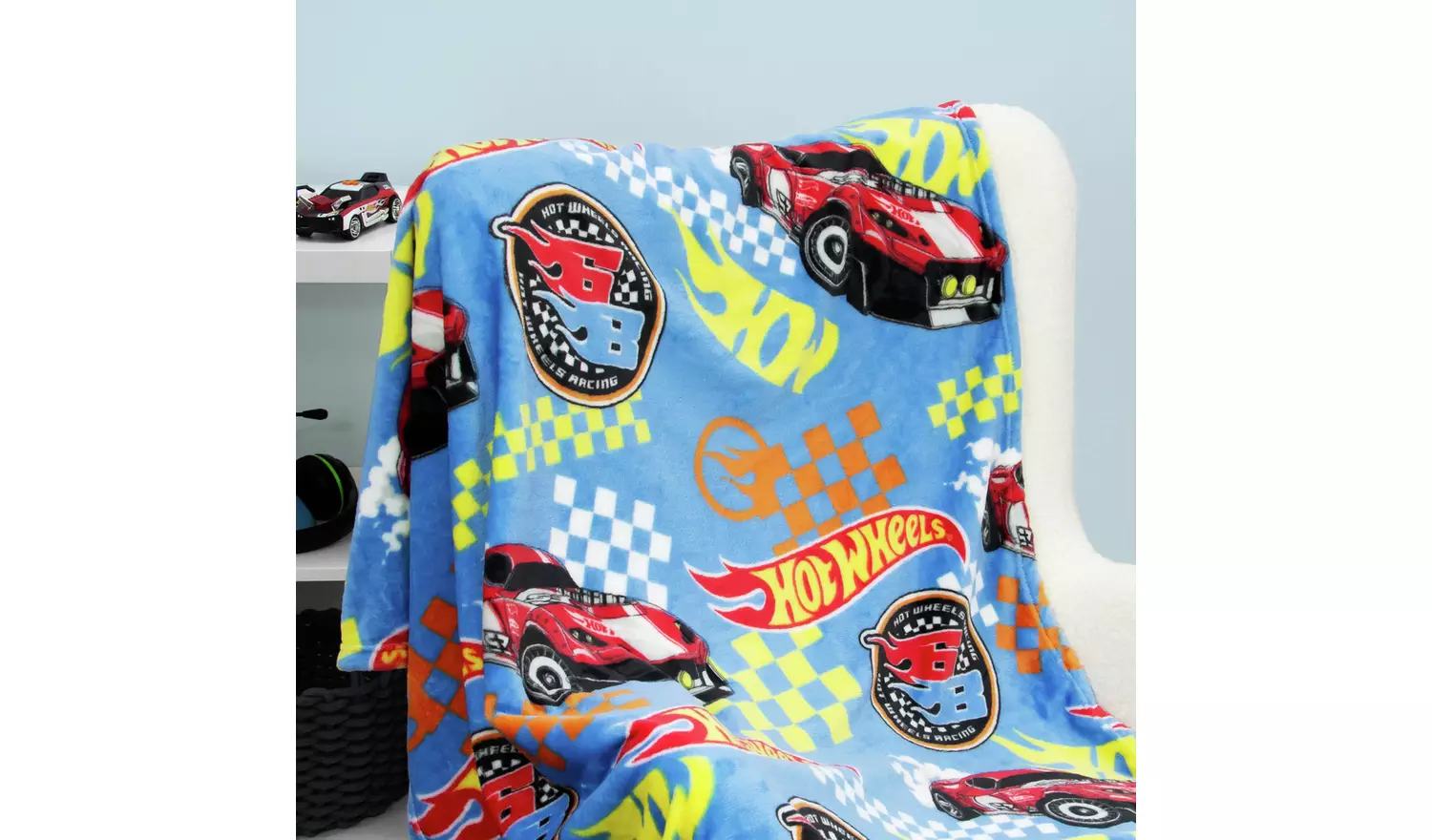 Hot Wheels Fleece Throw - Blue - 100x150cm