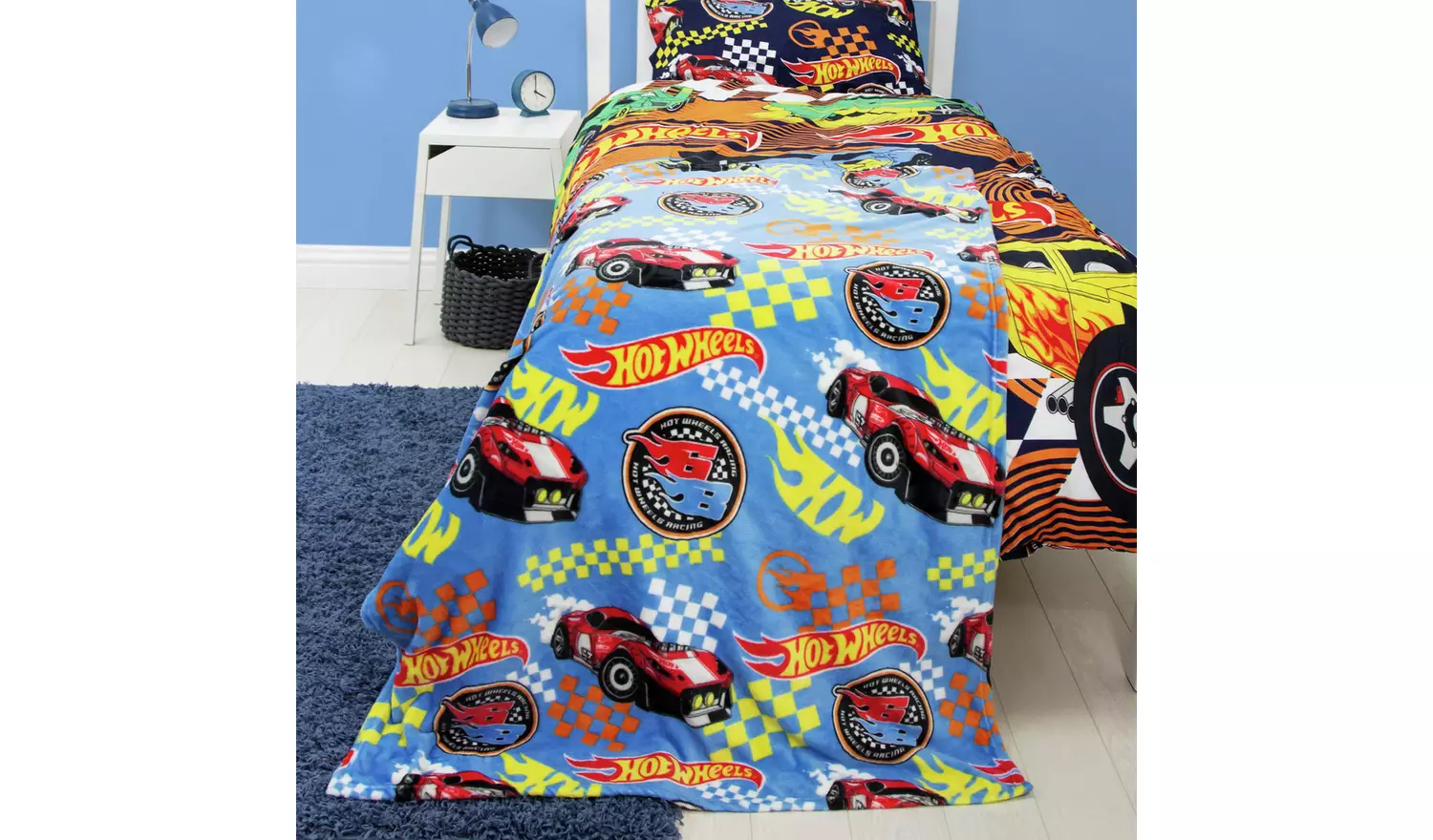 Hot Wheels Fleece Throw - Blue - 100x150cm