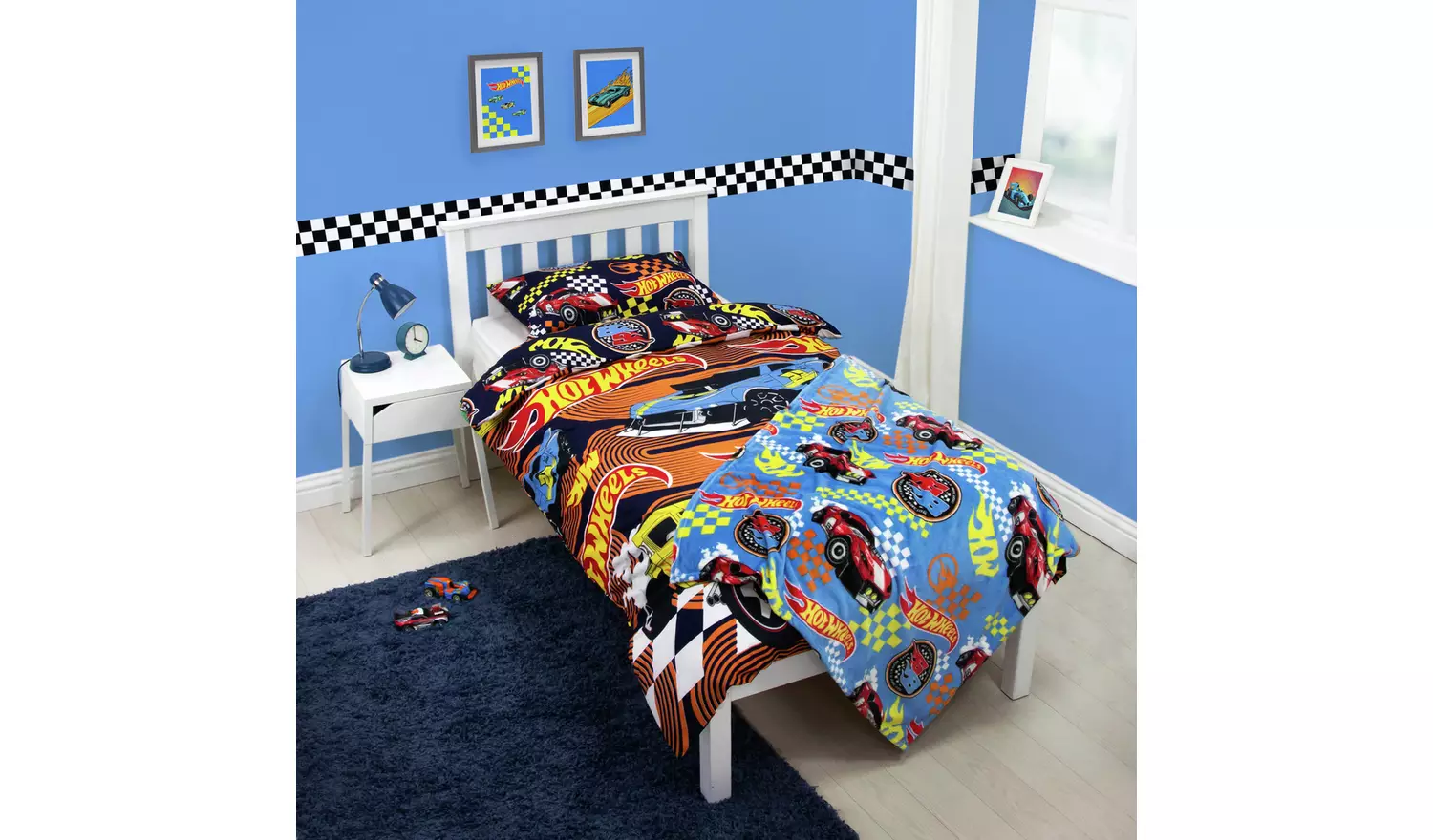 Hot Wheels Fleece Throw - Blue - 100x150cm