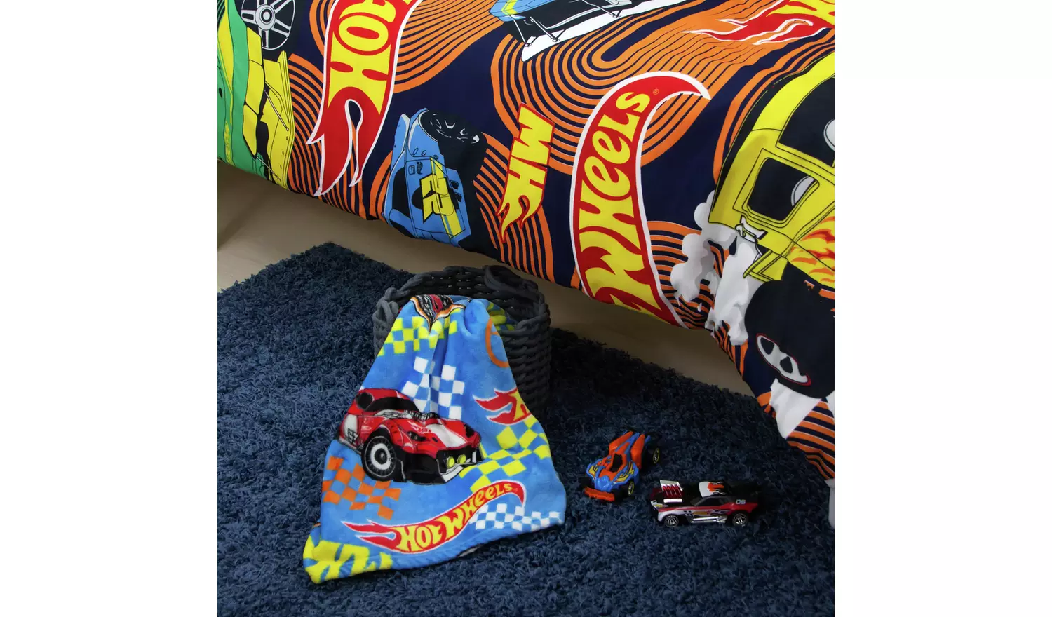 Hot Wheels Fleece Throw - Blue - 100x150cm