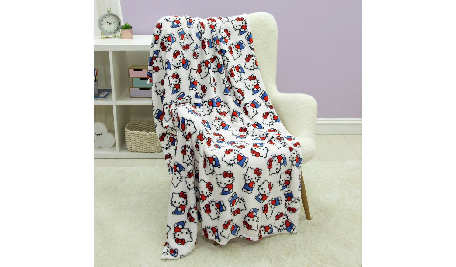 Hello Kitty Fleece Throw - White - 100x150cm
