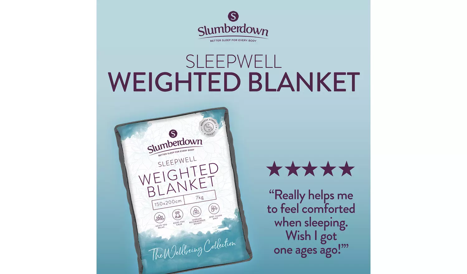 Slumberdown Wellbeing Weighted Adults Blanket - 7kg