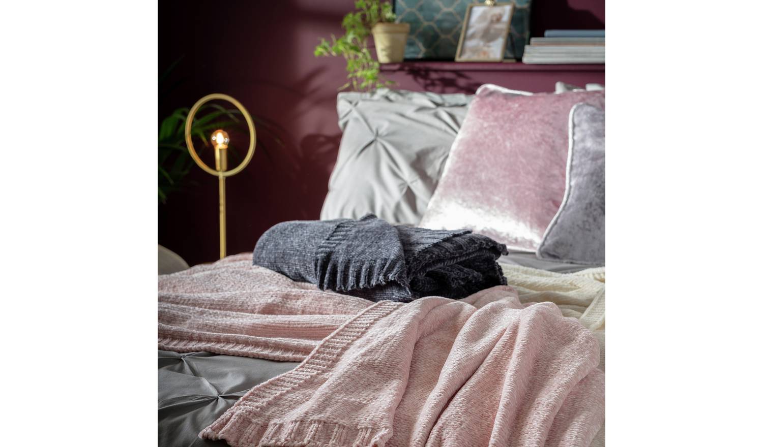 Habitat Chenille Throw - Charcoal - 125X150cm