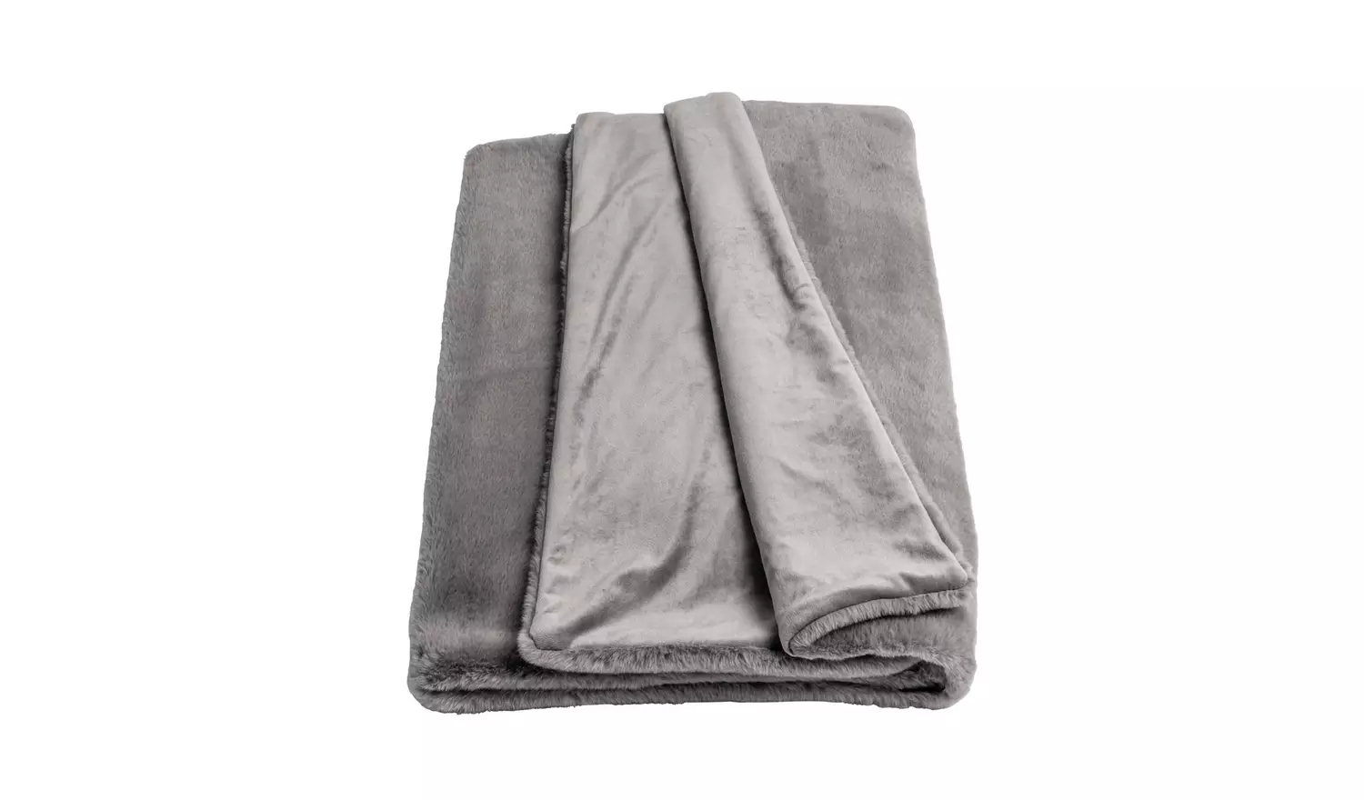 Habitat Faux Fur Plain Throw - Grey - 125x150cm