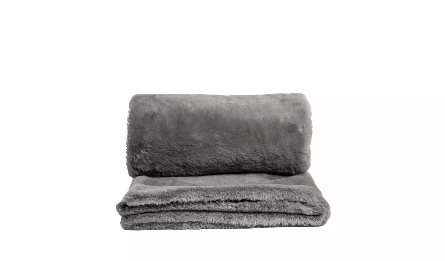 Habitat Faux Fur Plain Throw - Grey - 125x150cm