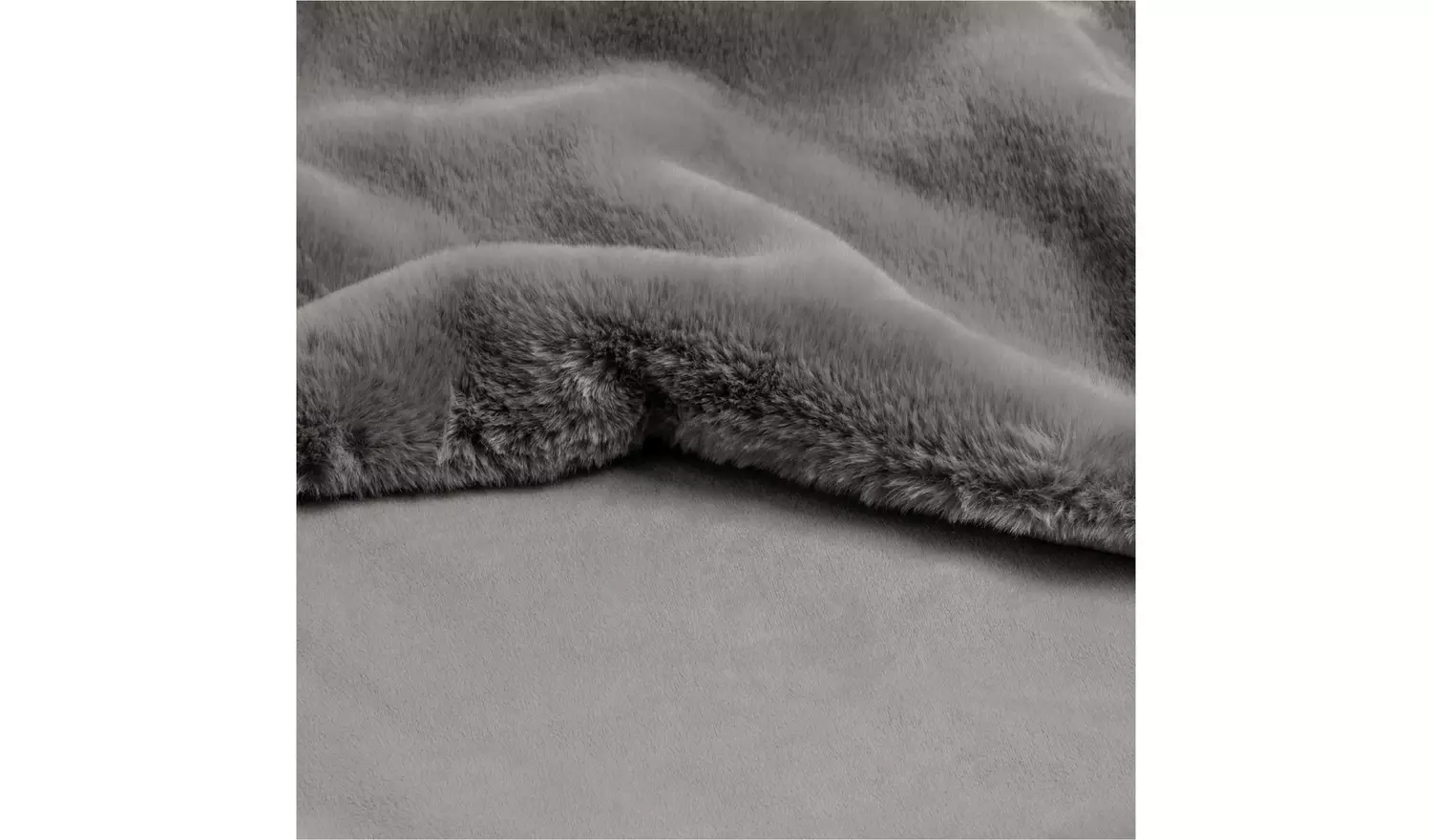 Habitat Faux Fur Plain Throw - Grey - 125x150cm