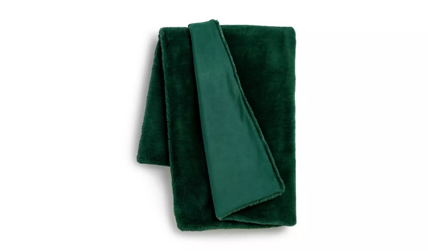 Habitat Faux Fur Plain Throw - Emerald Green - 125x150cm