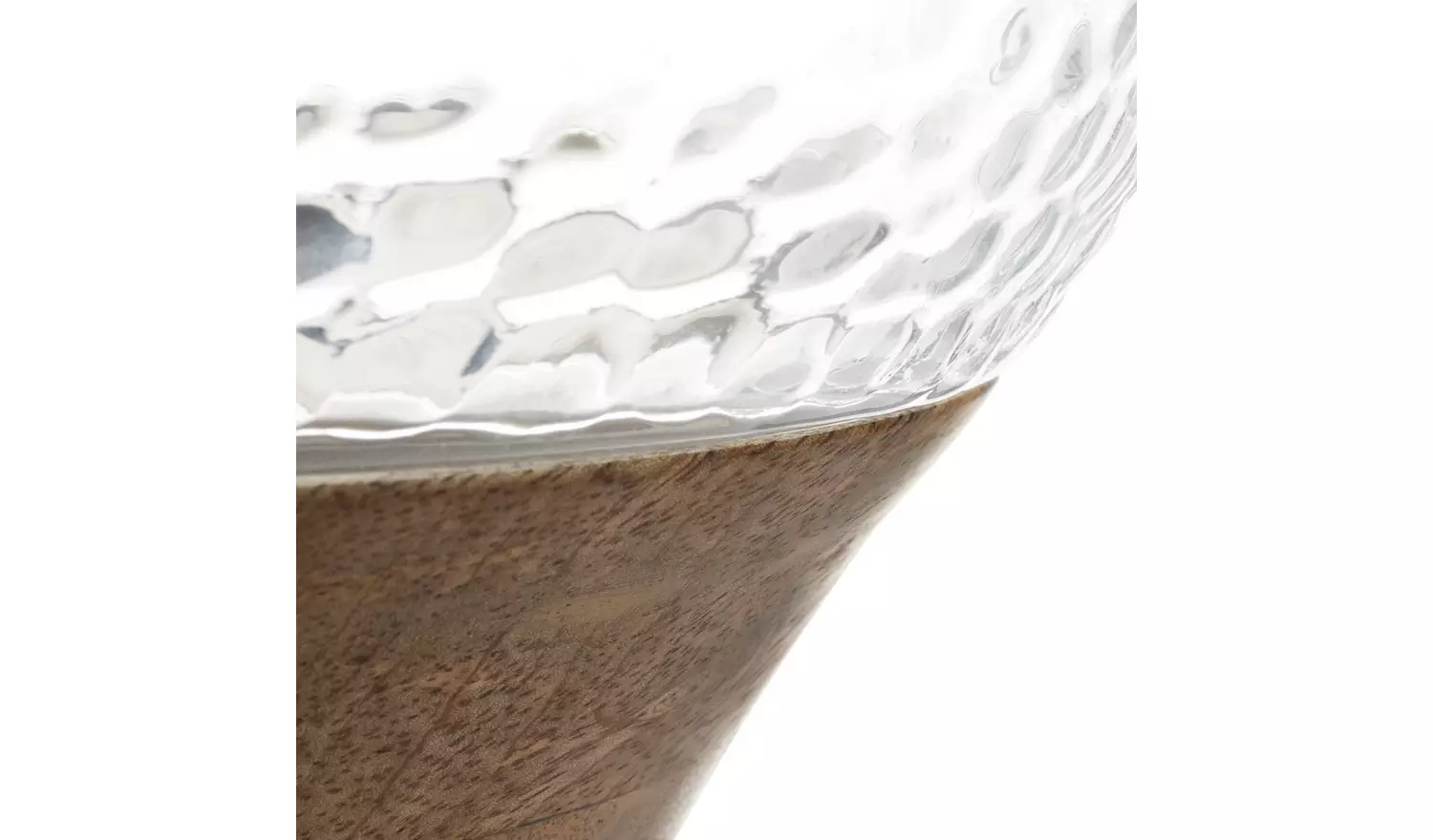 Habitat Hammered Wooden Base Hurricane Candle Holder