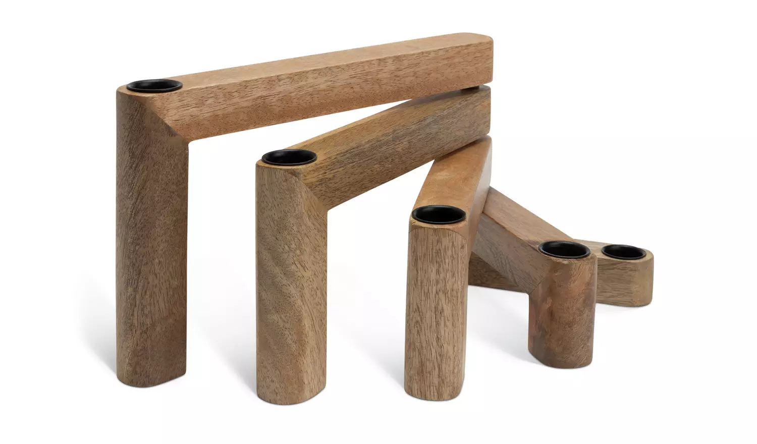 Habitat Mango Wood Folding Taper Candle Holder - Natural