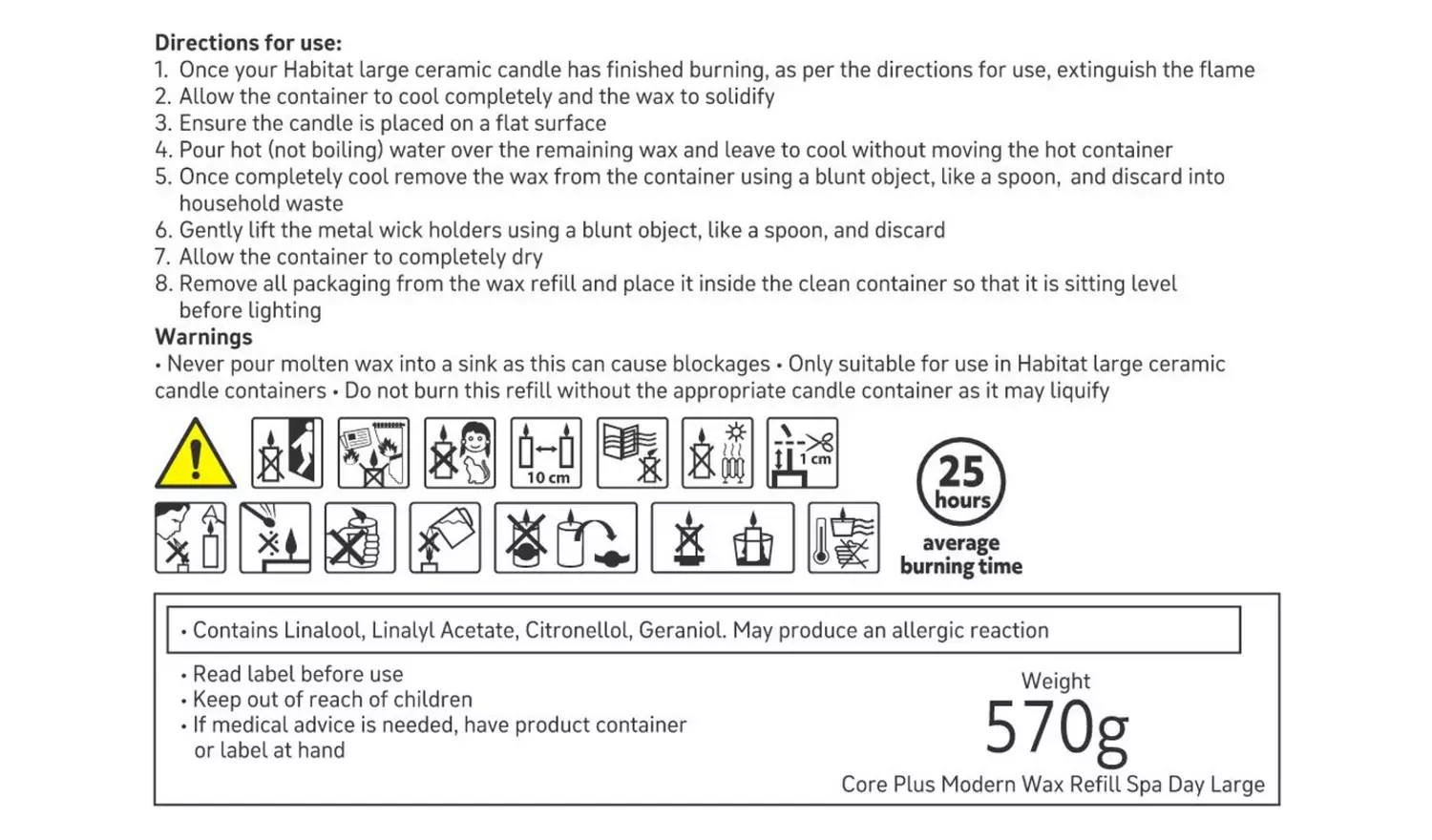 Habitat Large Candle Wax Refill - Spa Day