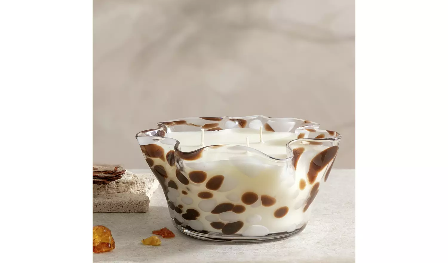 Habitat Large Handkerchief Candle - White Suede & Amber