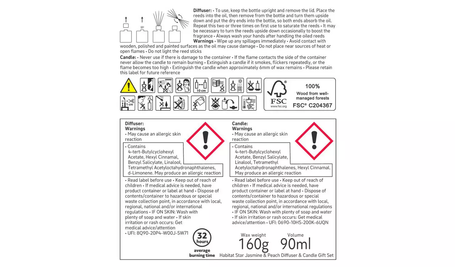 Habitat Candle and Diffuser Set - Star Jasmine and Peach
