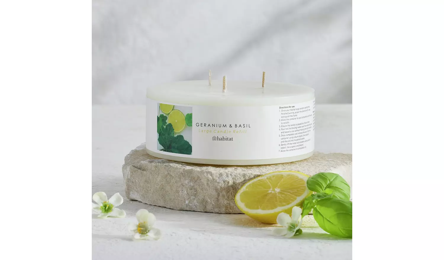 Habitat Large Candle Wax Refill - Geranium & Basil