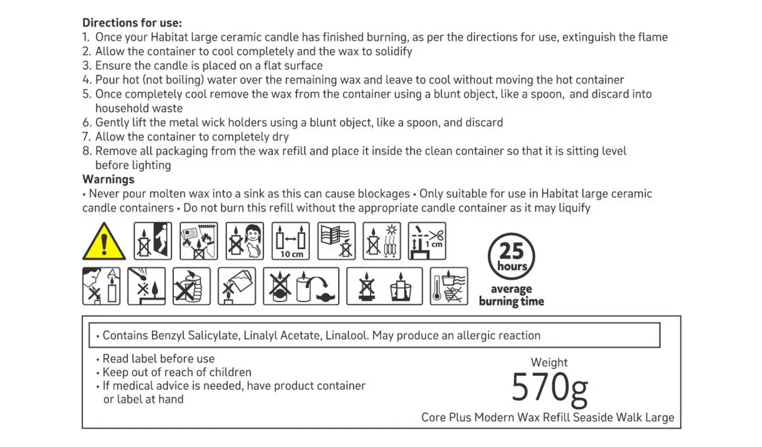 Habitat Large Candle Wax Refill - Seaside Walk