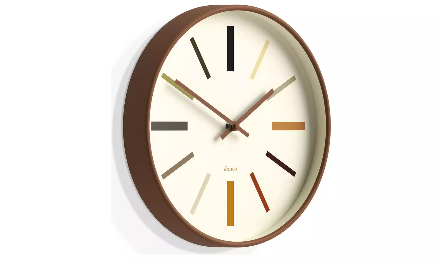 Jones Clock Marker Analogue Wall Clock - Kiwi Brown