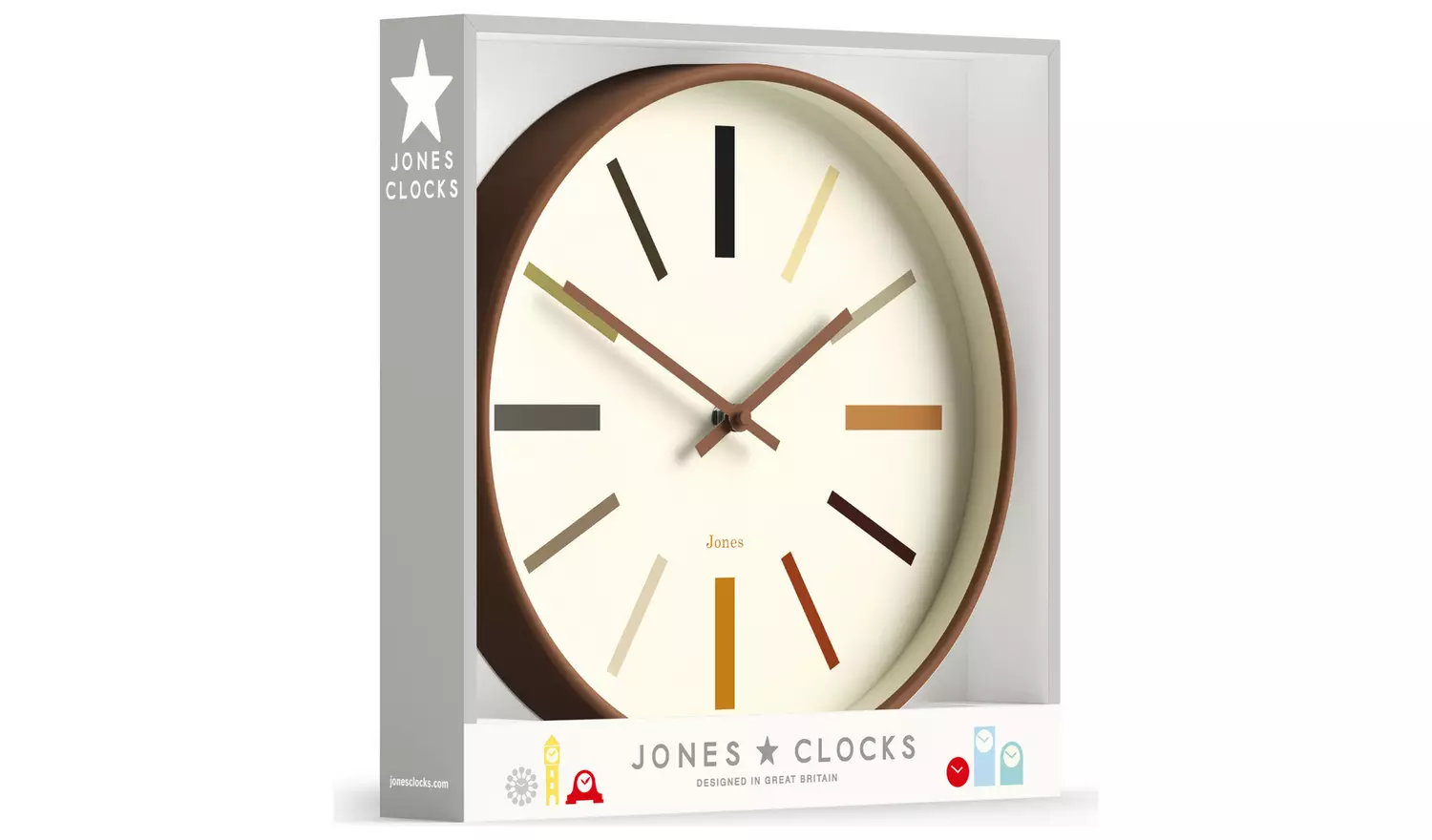 Jones Clock Marker Analogue Wall Clock - Kiwi Brown