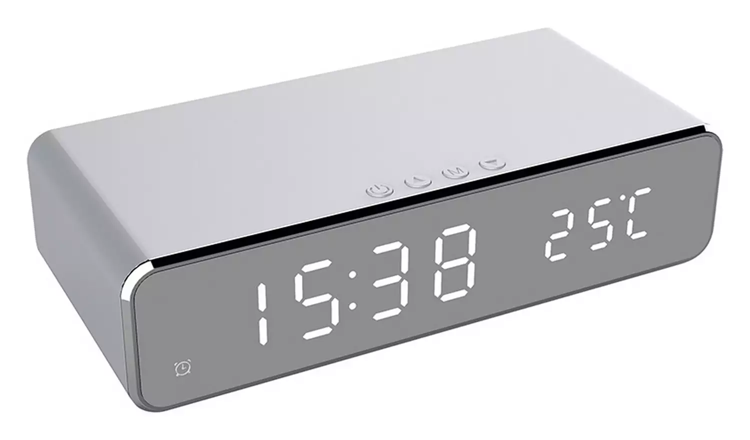 Menkind RED5 Wireless Charging Alarm Clock Silver