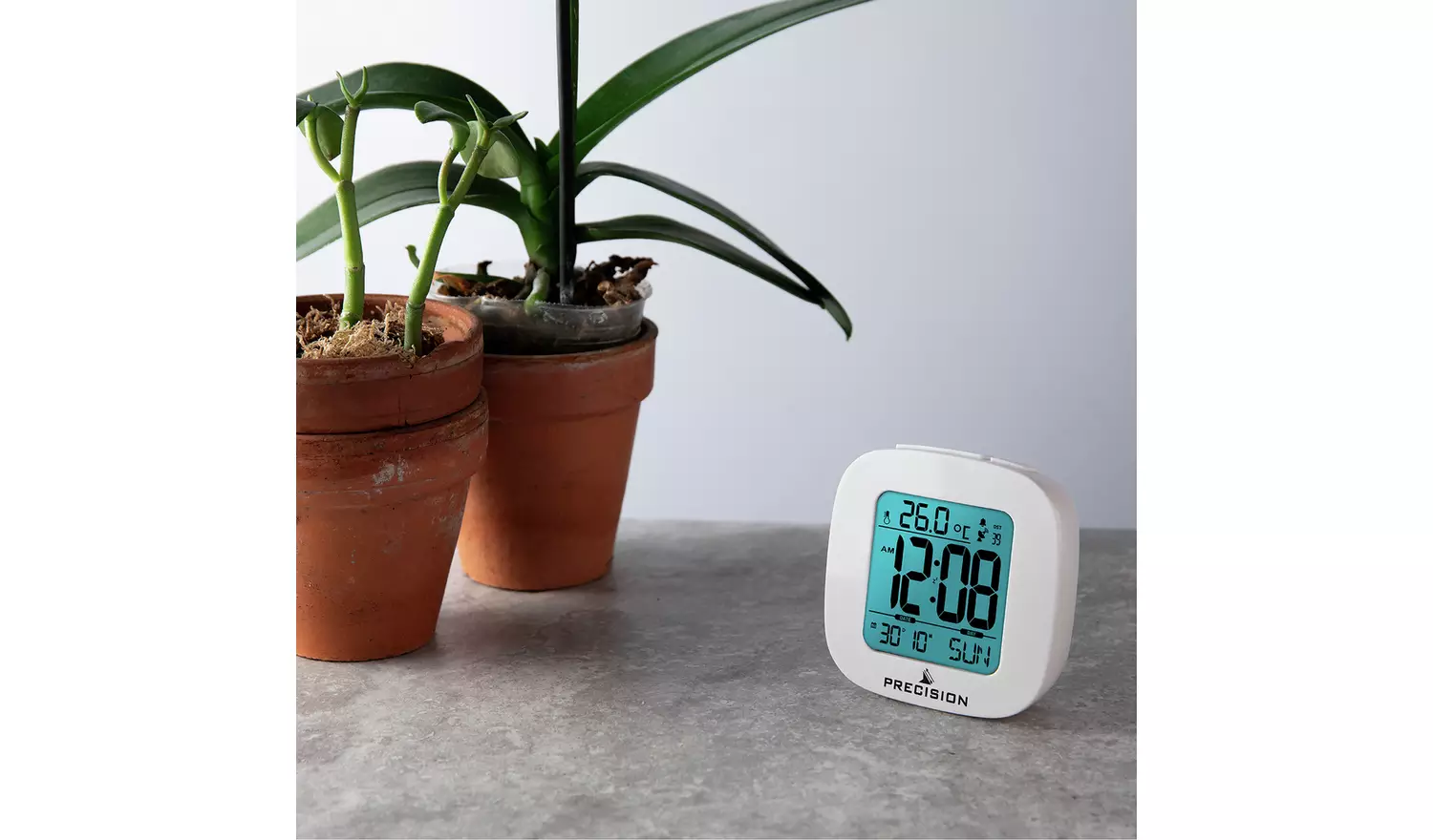 Precision Radio Controlled Digital Alarm Clock - White