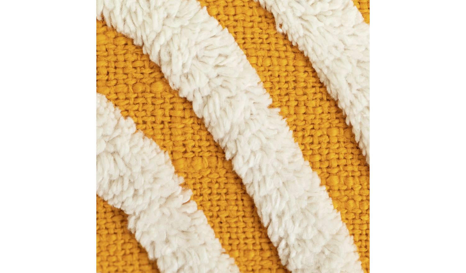 Habitat Geo Tufted Cushion - Yellow & White - 60x30cm