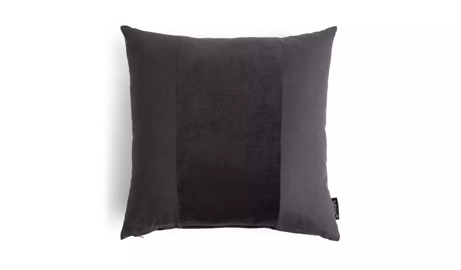 Habitat Velvet Panel Cushion - Grey & Black - 50x50cm