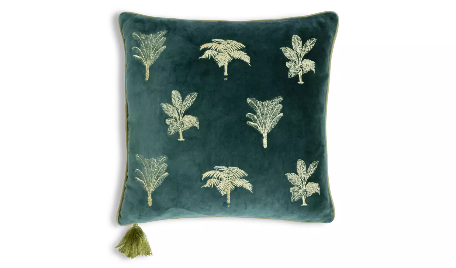 Habitat Embroidered Palm Cushion - Green -43X43cm