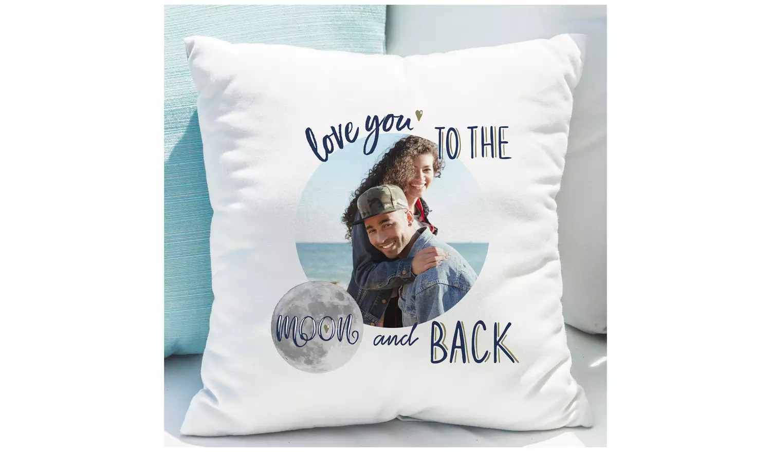 Personalised Message Moon And Back Photo Cushion