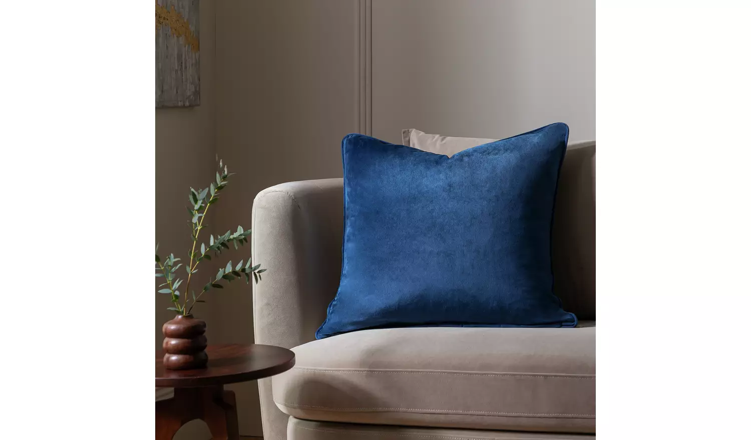 Habitat Velvet Cushion - Navy - 55x55cm