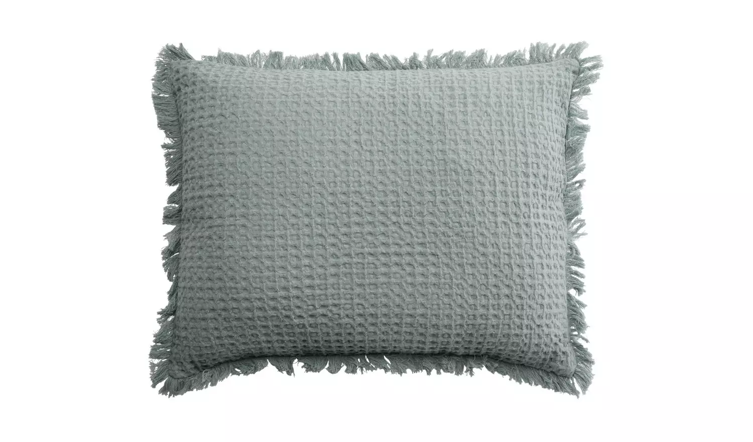Habitat Waffle Frayed Cushion - Seafoam Green - 55x40cm