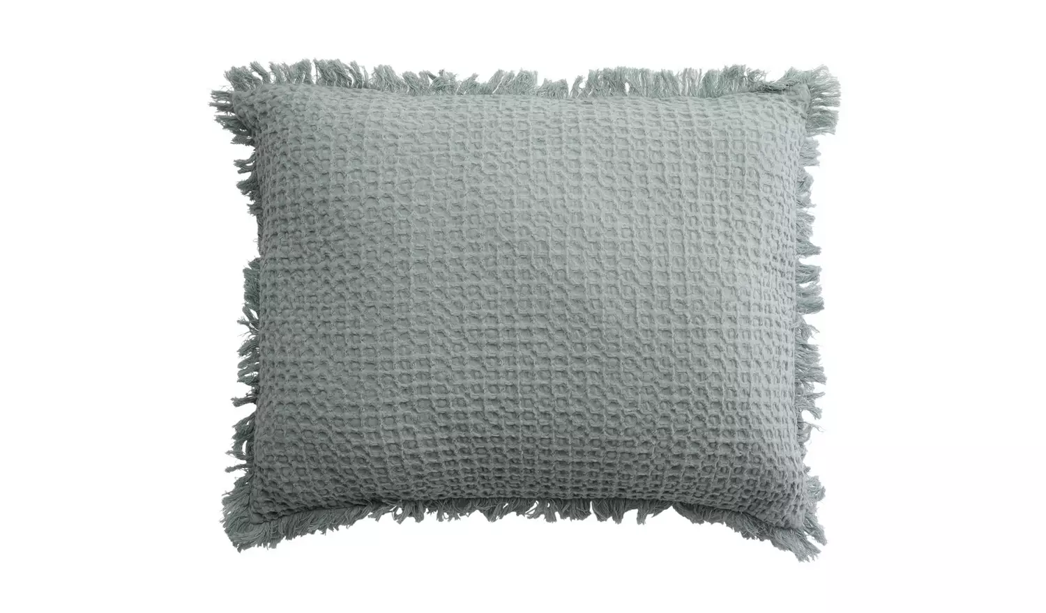 Habitat Waffle Frayed Cushion - Seafoam Green - 55x40cm