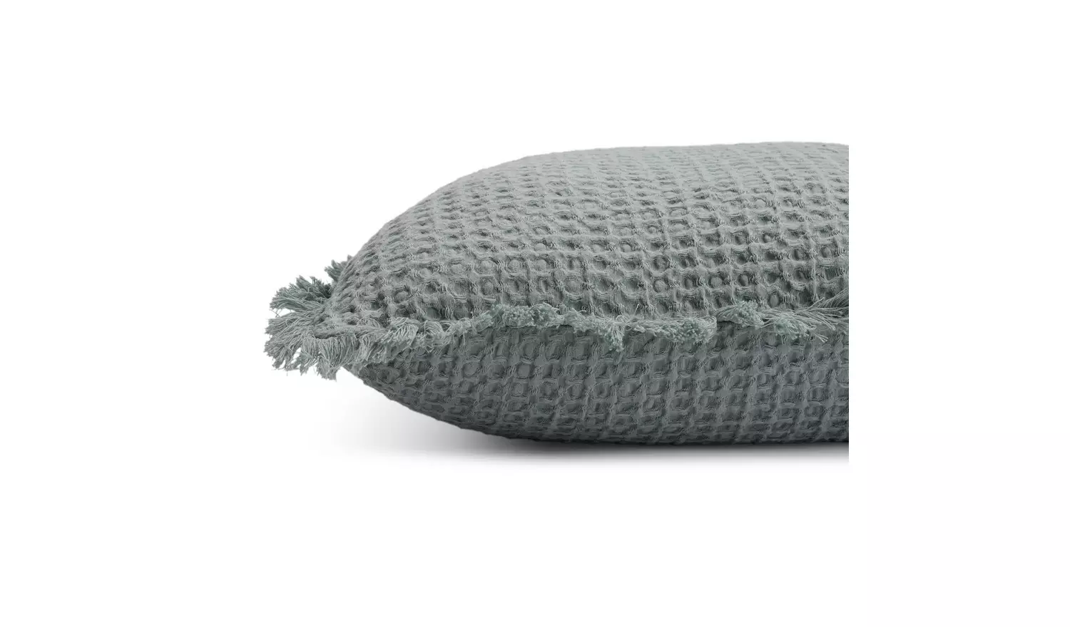 Habitat Waffle Frayed Cushion - Seafoam Green - 55x40cm