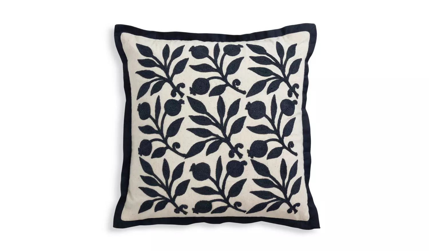 Habitat x Morris & Co. Rosehip Crewel Cushion -Blue -43x43cm