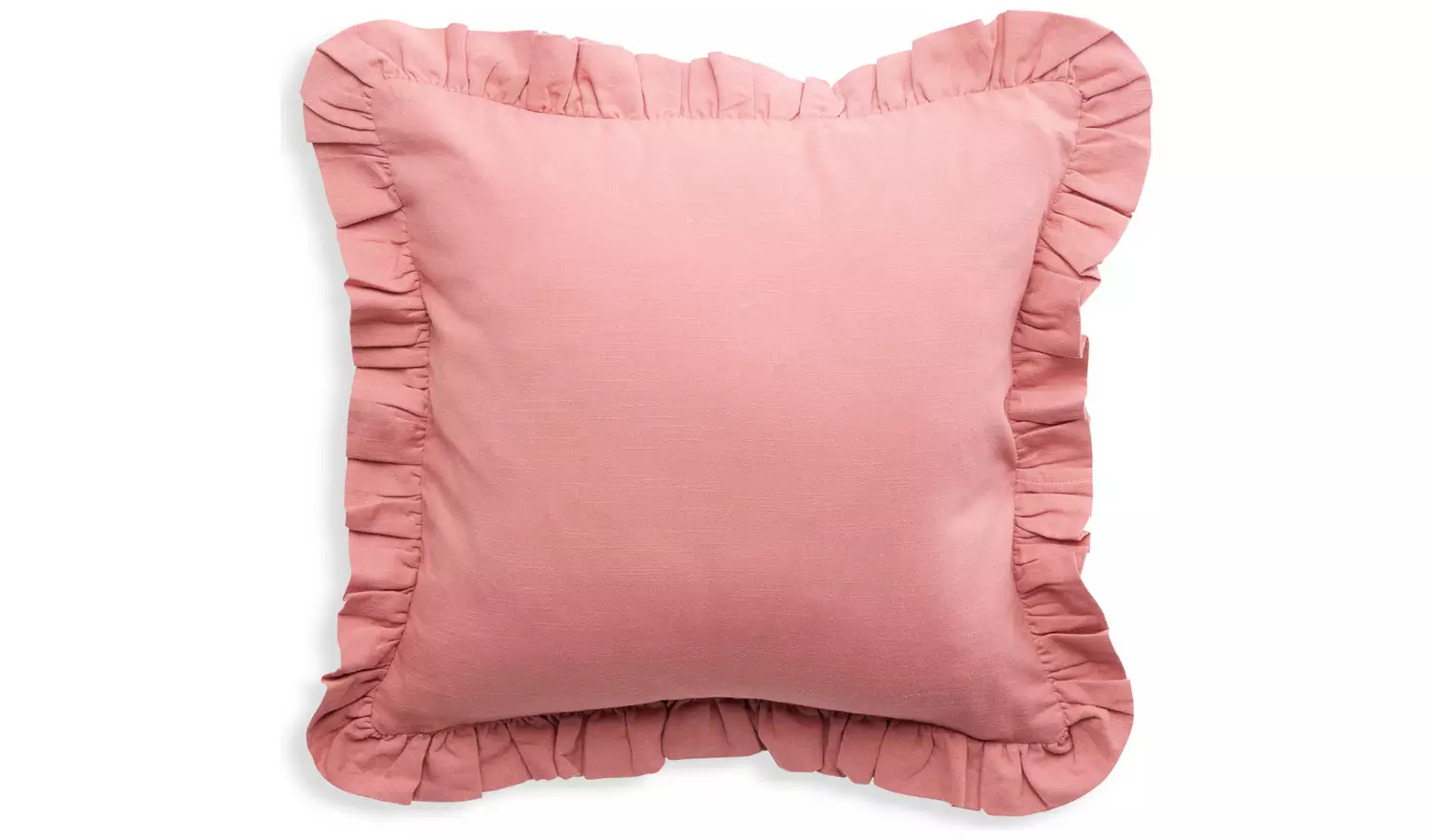Habitat Plain Ruffle Cushion - Rose - 43x43cm