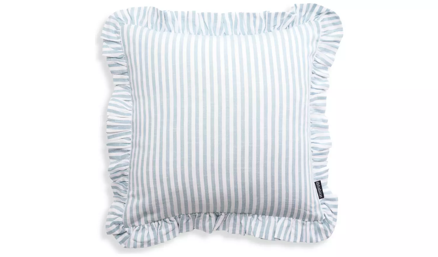 Habitat Blue Stripe Ruffle Cushion - 43x43cm