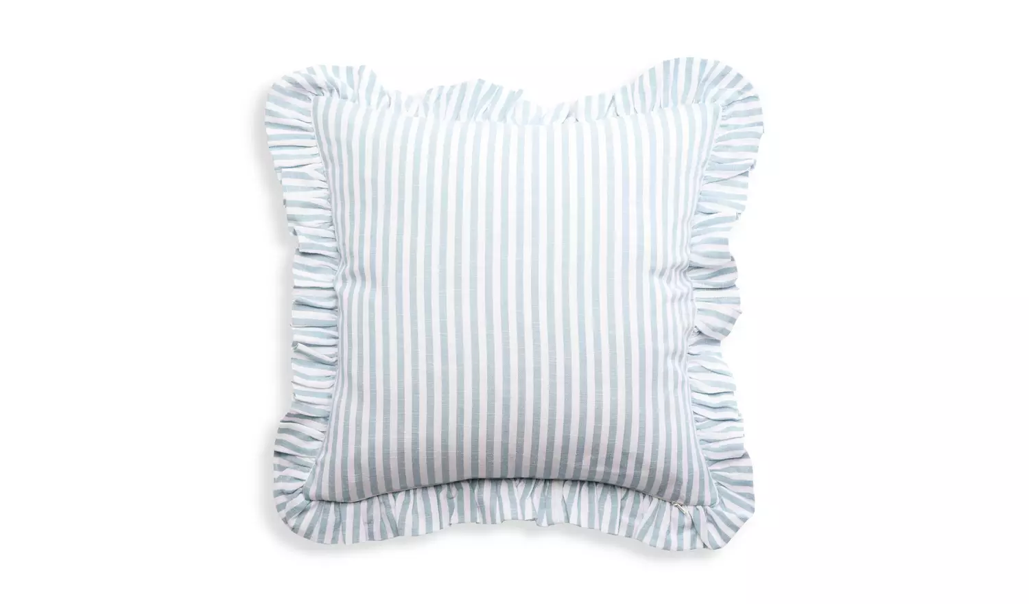 Habitat Blue Stripe Ruffle Cushion - 43x43cm