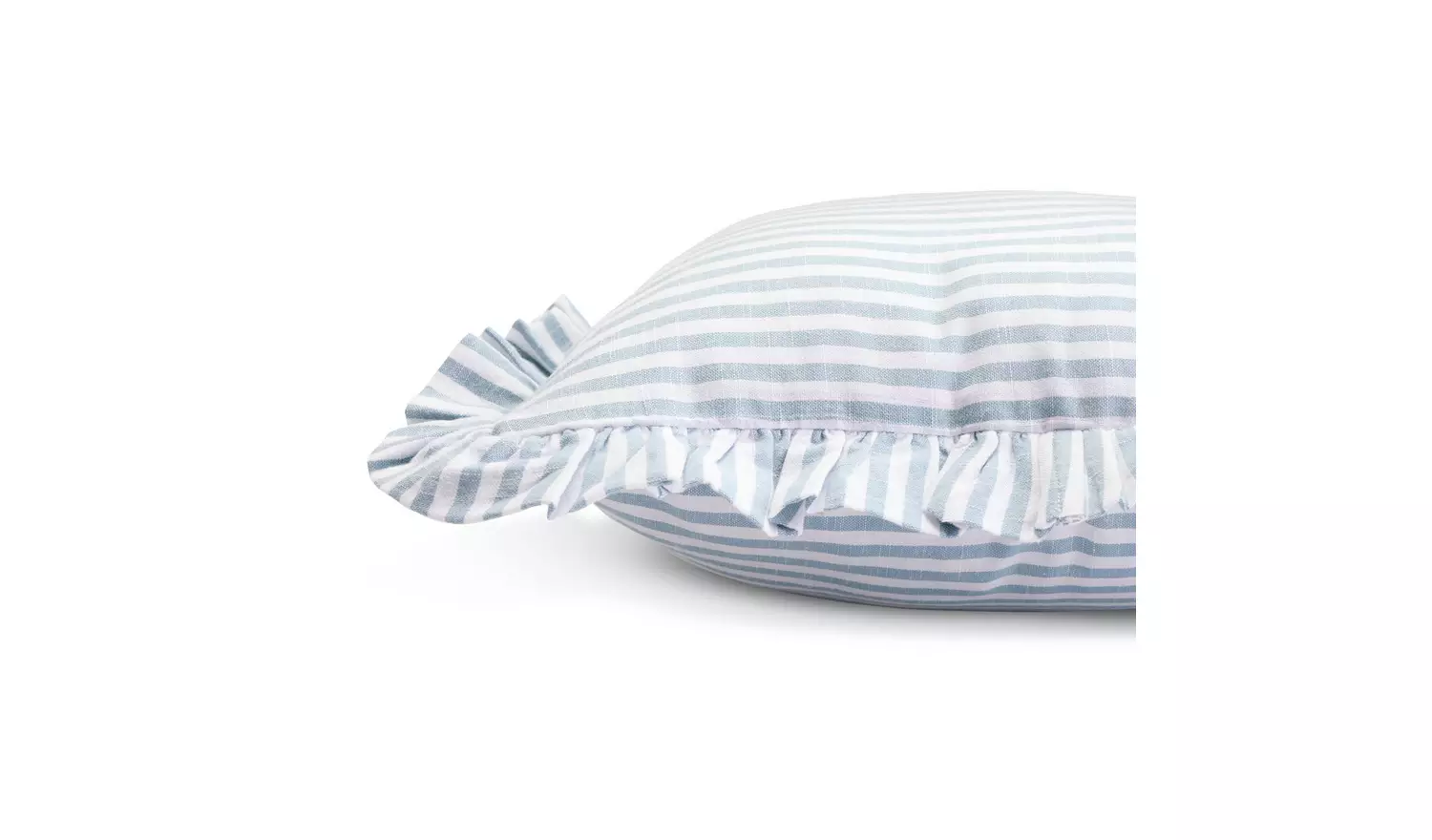 Habitat Blue Stripe Ruffle Cushion - 43x43cm