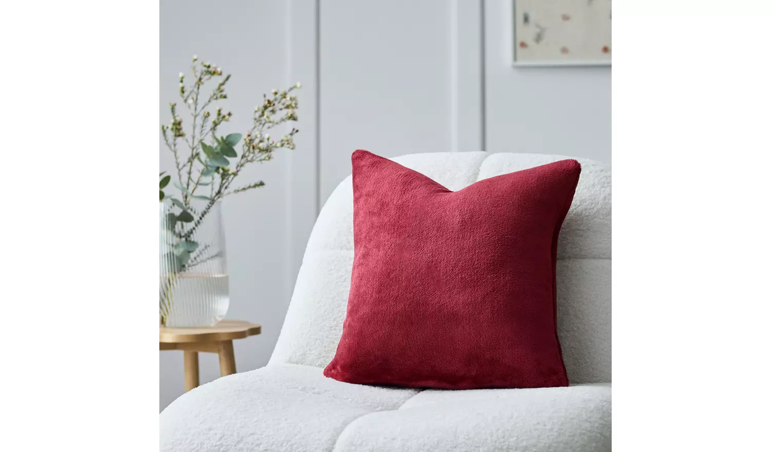 Argos Home Plain Super Soft Fleece Cushion - Berry - 43x43cm