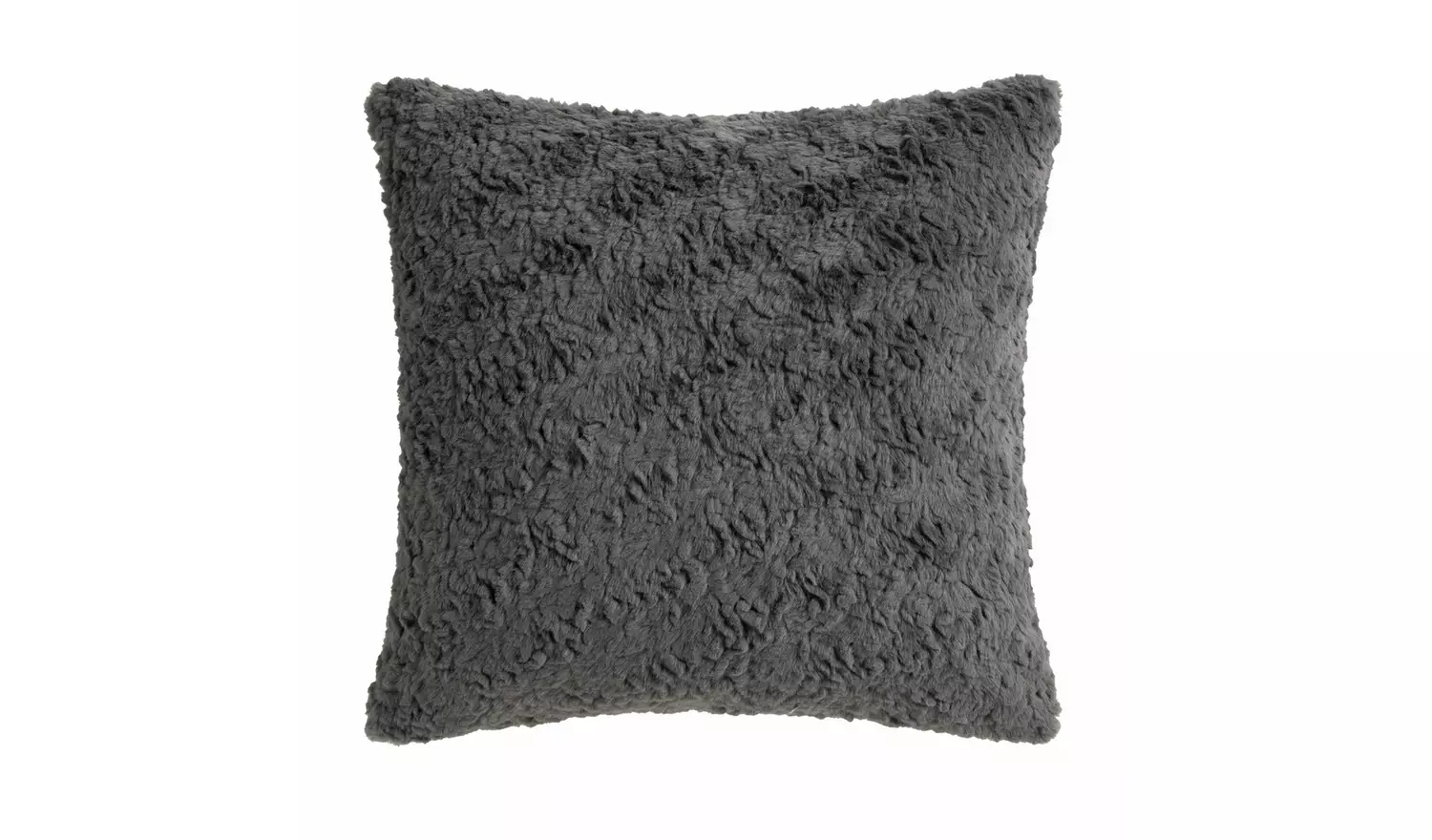 Habitat Faux Fur Textured Cushion - Charcoal - 43x43cm