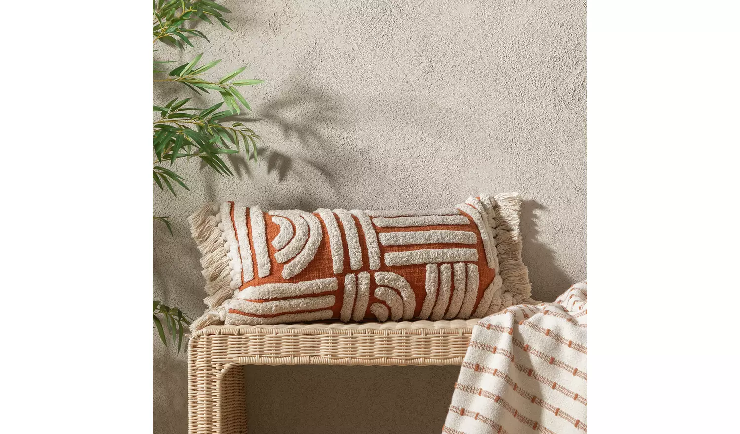 Habitat Tufted Cushion - Rust - 30x60cm