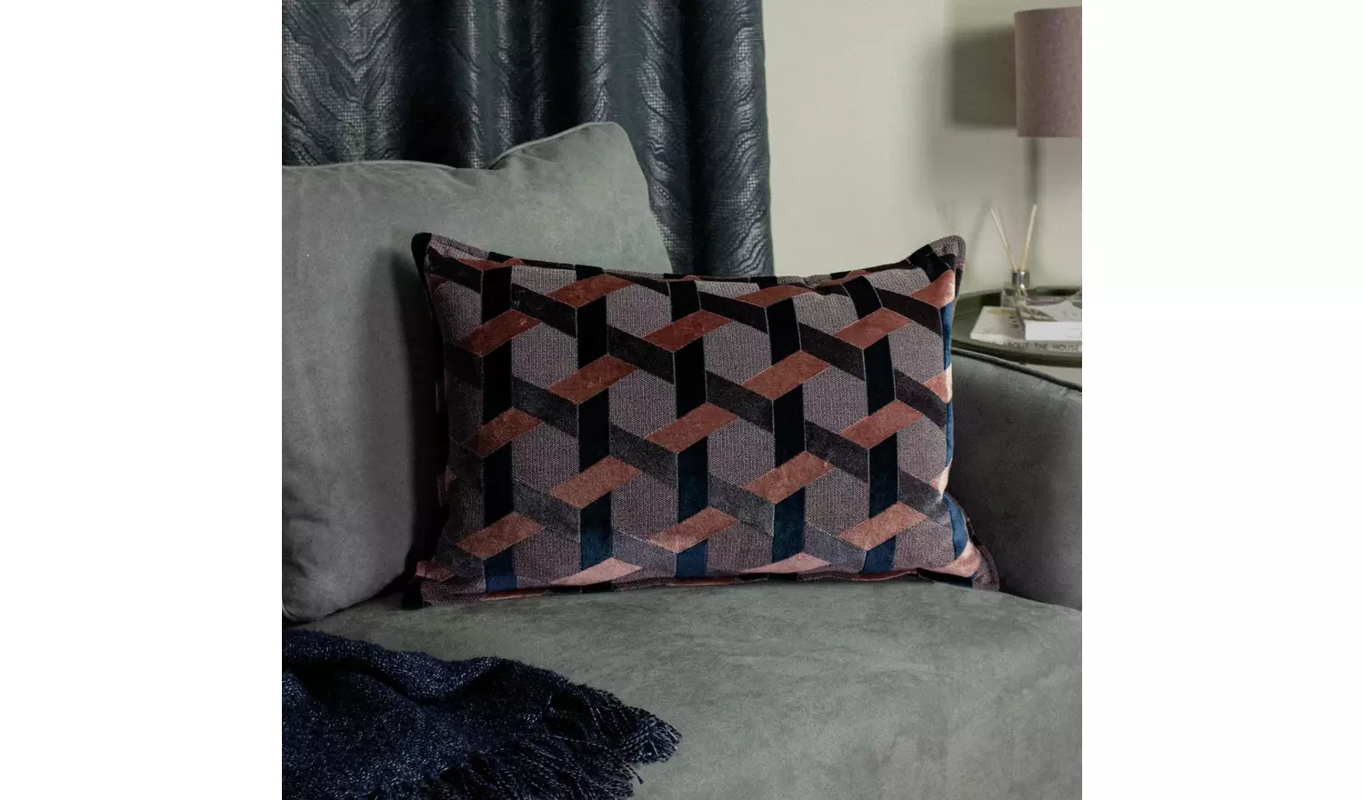 Paoletti Delano Oxford Edge Cushion - Blush - 40x60cm