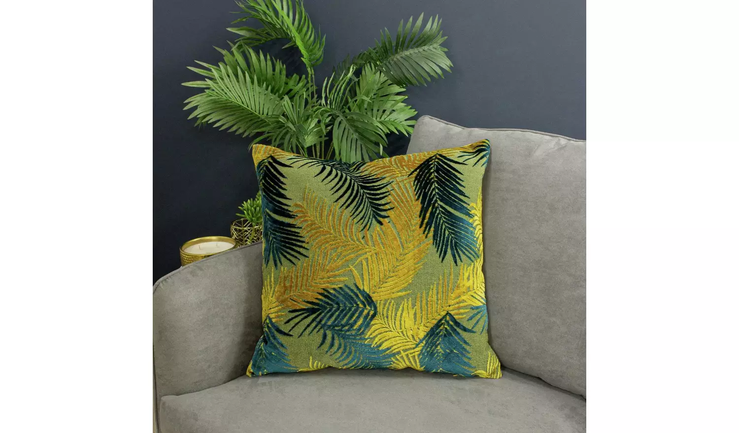 Paoletti Palm Grove Cushion - Gold - 50x50cm