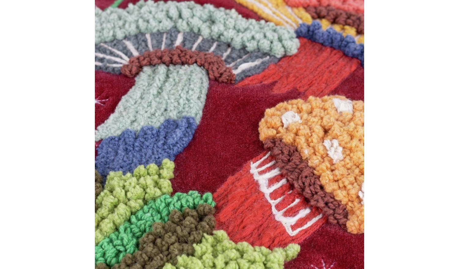 Wylder Magic Mushrooms Tasselled Cushion - Red - 45x45cm