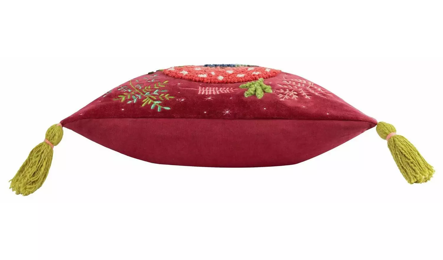 Wylder Magic Mushrooms Tasselled Cushion - Red - 45x45cm