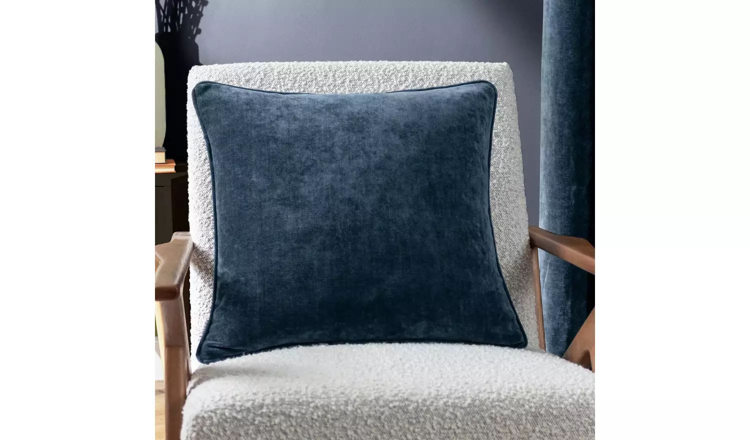 Yard Chenille Plain Piped Cushion - Navy - 50x50cm