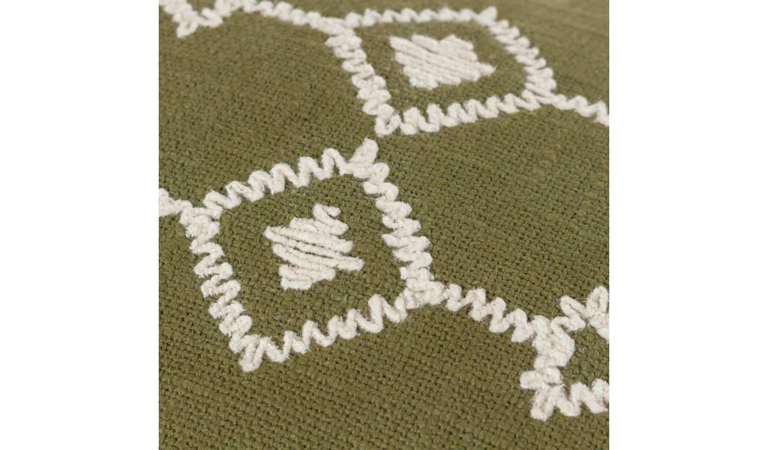 Yard Folis Tasselled Trim Cushion - Khaki - 50x30cm